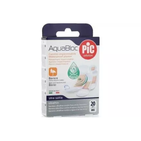 Pic Aquabloc Con Bactericida Aposito Adhesivo Surtido 20 U