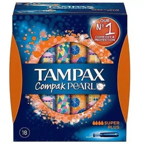 Tampax Compak Pearl Tampon 100%Algodon Super Plus 16 U