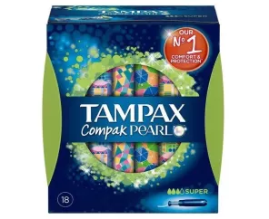 Tampax Compak Pearl Tampon 100%Algodon Super 16 U