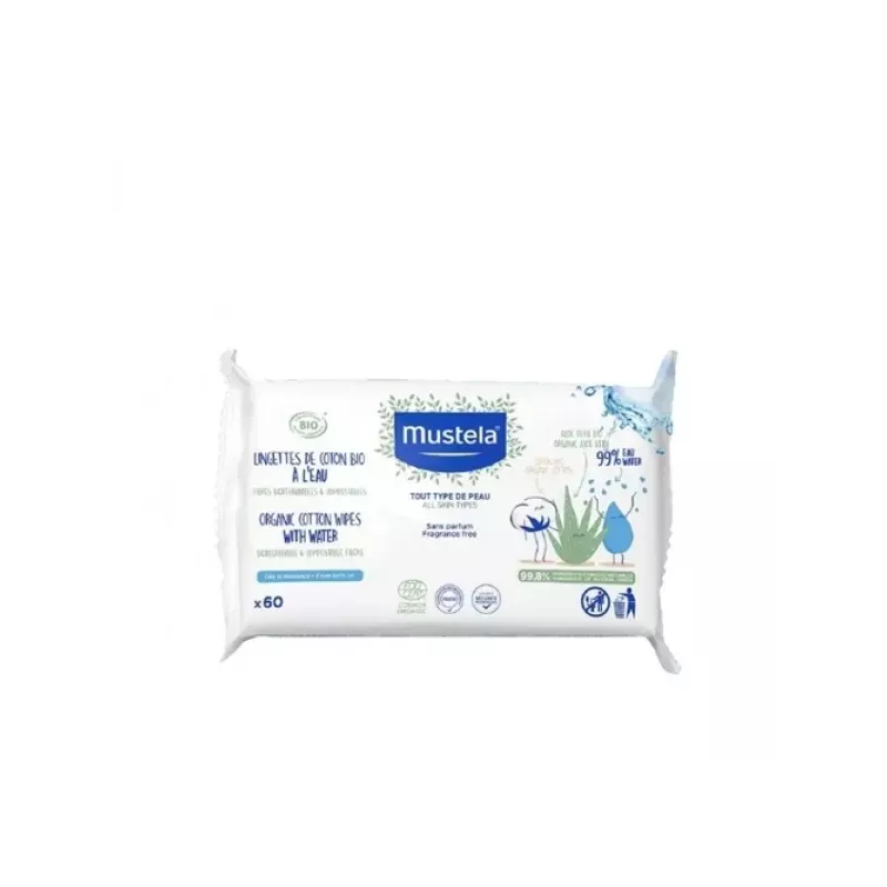 Mustela Toallitas Al Agua De Algodon 60 Toallitas