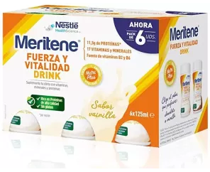 MERITENE FUERZA Y VITALIDAD DRINK  6 UNIDADES 125 ML PACK SABOR VAINILLA