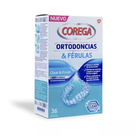 COREGA ORTODONCIAS & FERULAS  36 TABLETAS LIMPIADORAS