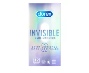 DUREX INVISIBLE EXTRA FINO EXTRA LUBRICADO PRESERVATIVOS 12 UNIDADES