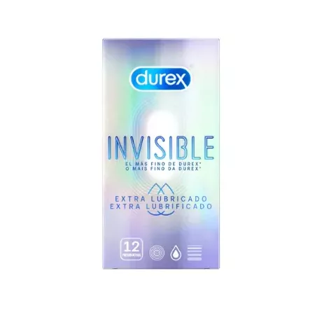 DUREX INVISIBLE EXTRA FINO EXTRA LUBRICADO PRESERVATIVOS 12 UNIDADES