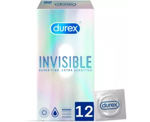DUREX INVISIBLE EXTRA FINO EXTRA SENSITIVO PRESERVATIVOS 12 UNIDADES