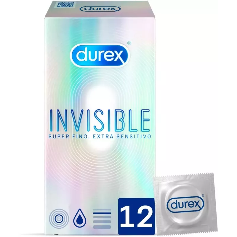 DUREX INVISIBLE EXTRA FINO EXTRA SENSITIVO PRESERVATIVOS 12 UNIDADES