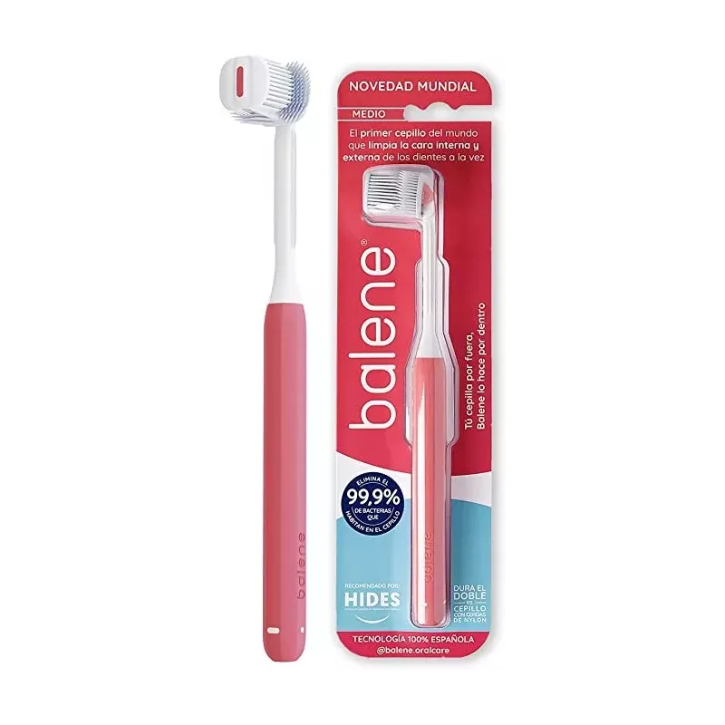 Cepillo Dental Adulto Balene 1 Unidad Medio Color Coral