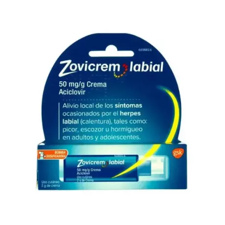 Zovicrem Labial 50 Mg/G Crema 1 Tubo 2 G (Con Bomba Dosificadora