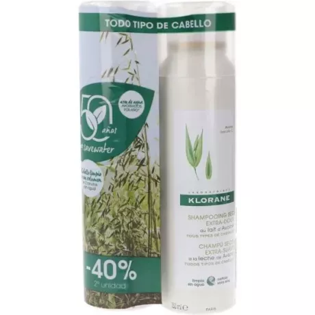 Klorane Champú Seco A La Leche De Avena Cabello Castaño/ Moreno 2 Envases 150 Ml Pack Duo