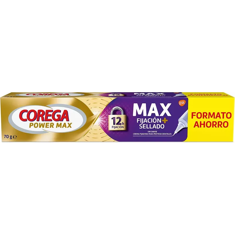 Corega Max Fijacion + Sellado Adhesivo Protesis Dental 70 G Sin Sabor