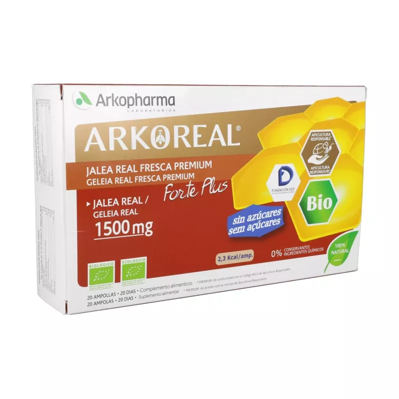 Arkoreal Jalea Real Forte Plus Sin Azucar  1500 Mg 20 Ampollas