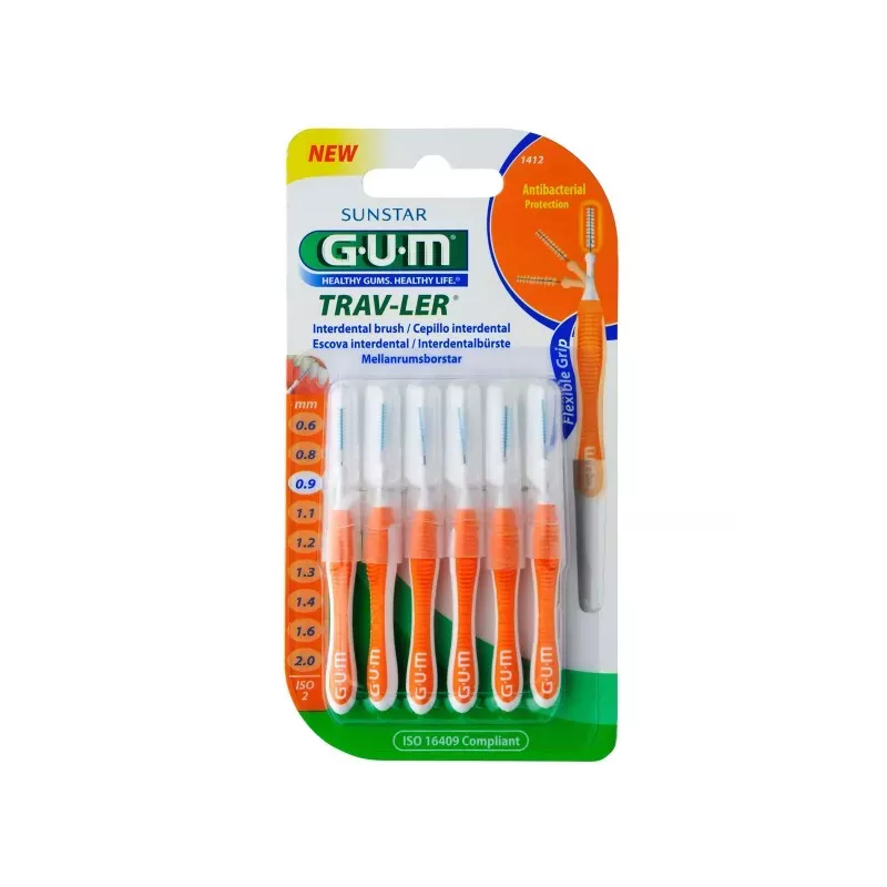 Cepillo Interdental Viaje Gum 1412 Trav-Ler Ultrafino 0.9 Mm Cilindrico 6u