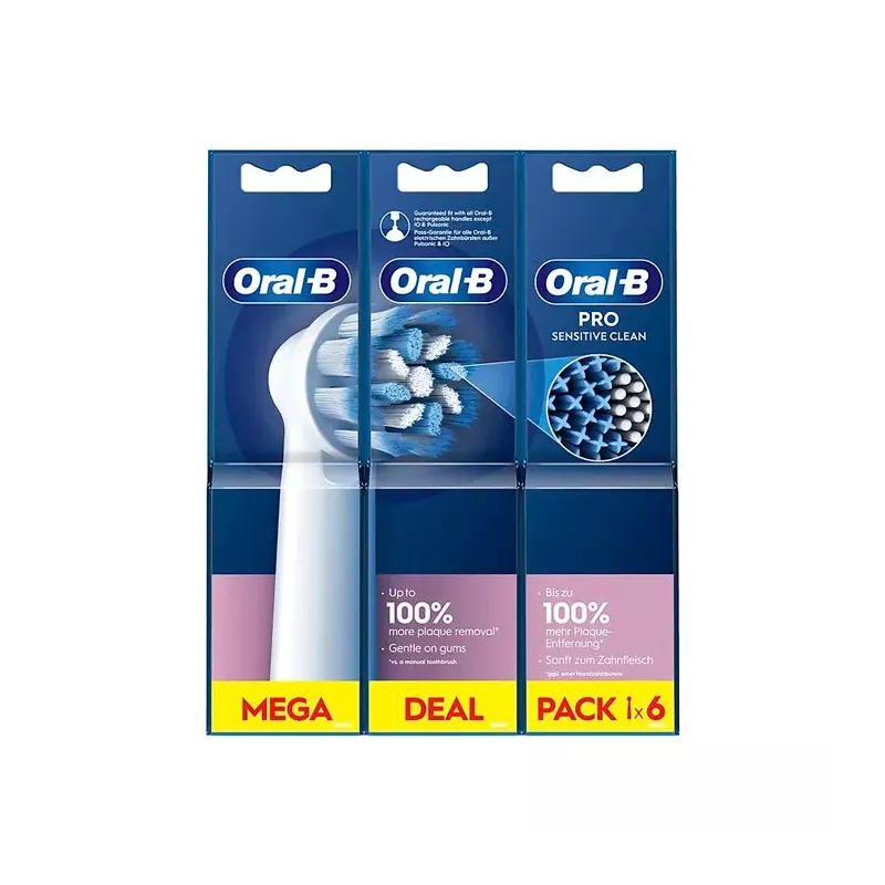 Cepillo Dental Electrico Recambio Oral-B Sensitive Clean 6 Cabezales