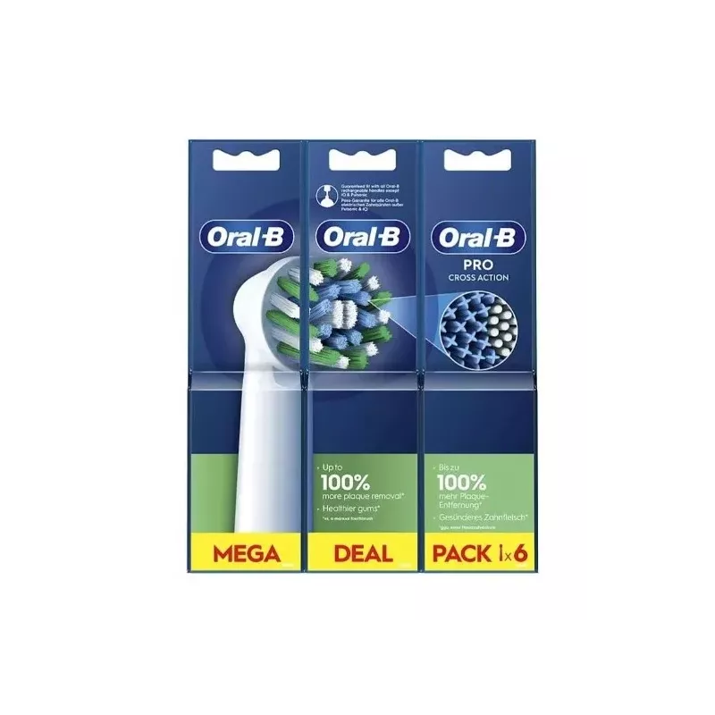 Cepillo Dental Electrico Recambio Oral-B Pro Cross Action 3 Xxl 6 Cabezales De Recambio