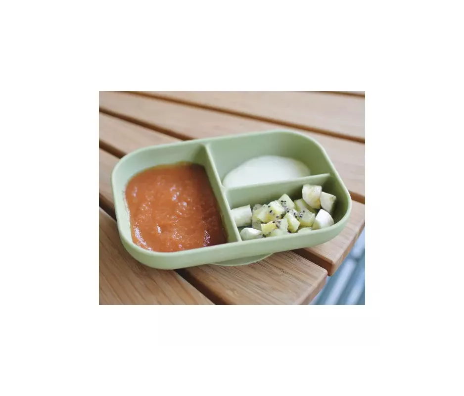 Plato Silicona Dividido Ventosa Verde Suavinex