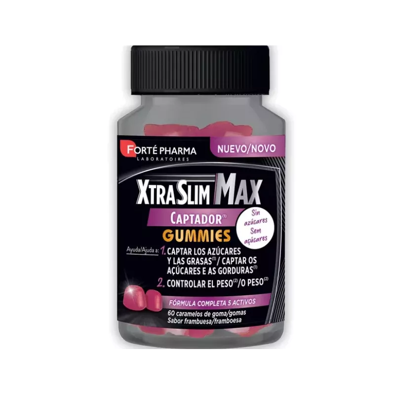 XTRASLIM MAX CAPTADOR GUMMIES  60 CARAMELOS DE GOMA SABOR FRAMBUESA