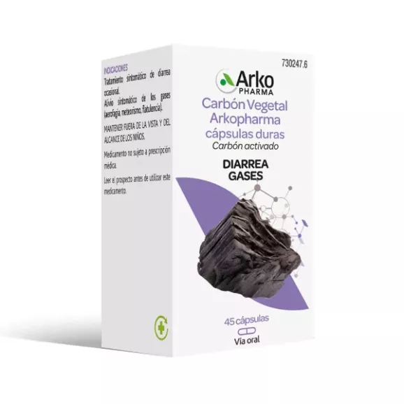 CARBON VEGETAL ARKOPHARMA 225 MG 45 CAPSULAS CARBON VEGETAL ARKOPHARMA 225 MG 45 CAPSULAS