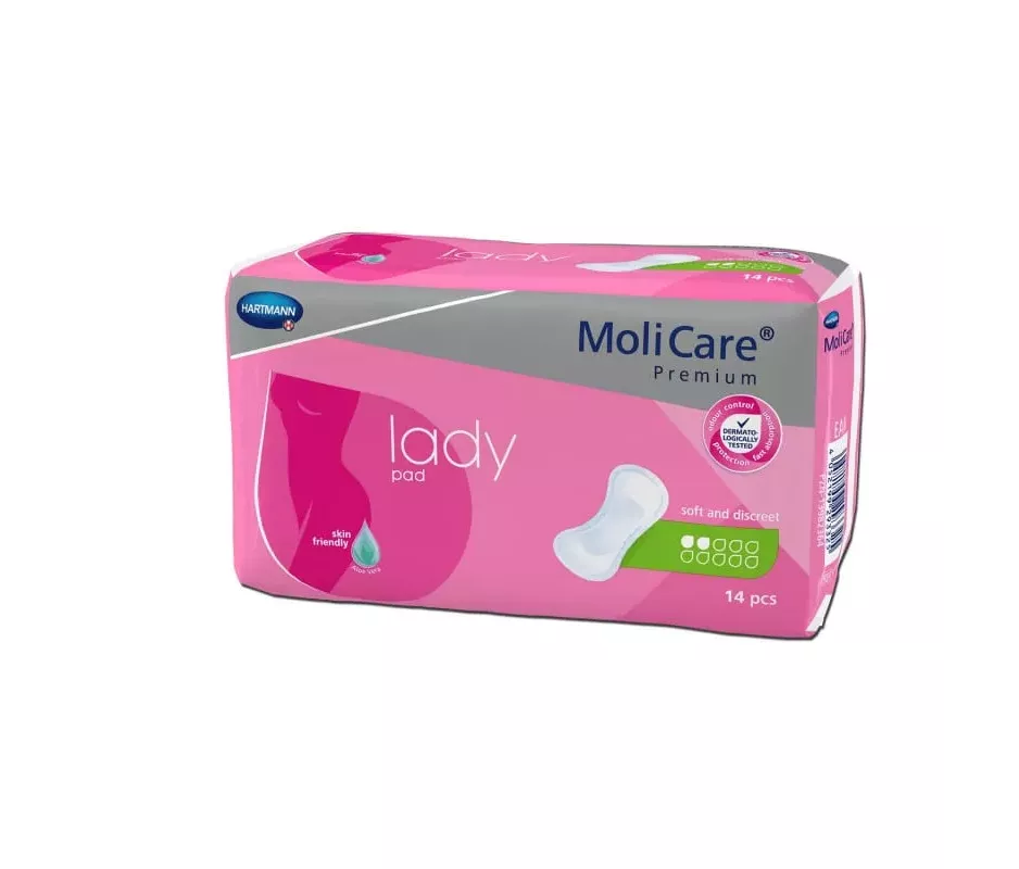 ABSORBENTE INCONTINENCIA ORINA LIGERA MOLICARE PREMIUM LADY PAD 2 GOTAS 14 UNIDADES