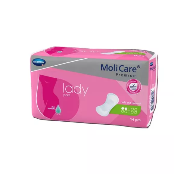 ABSORBENTE INCONTINENCIA ORINA LIGERA MOLICARE PREMIUM LADY PAD 2 GOTAS 14 UNIDADES