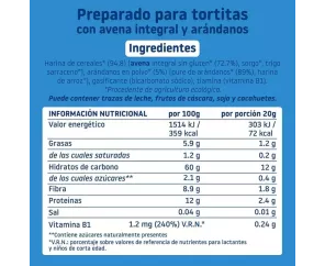 TORTITAS CEREALES AVENA Y ARANDANOS 125G SMILEAT