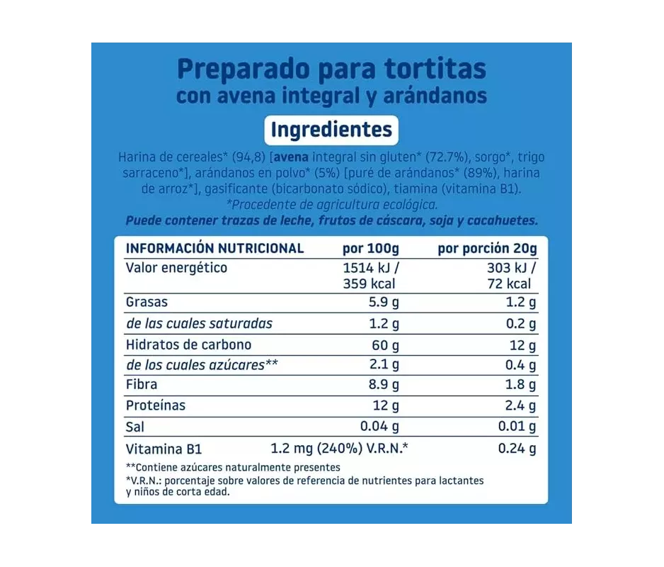 TORTITAS CEREALES AVENA Y ARANDANOS 125G SMILEAT