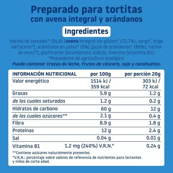 TORTITAS CEREALES AVENA Y ARANDANOS 125G SMILEAT