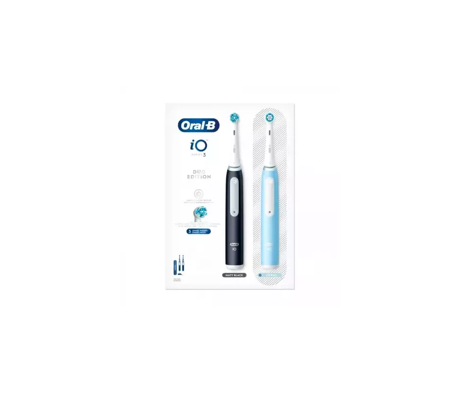 CEPILLO DENTAL ELECTRICO ORAL-B IO3 DUO MATT ICE 2 UD AZUL Y NEGRO