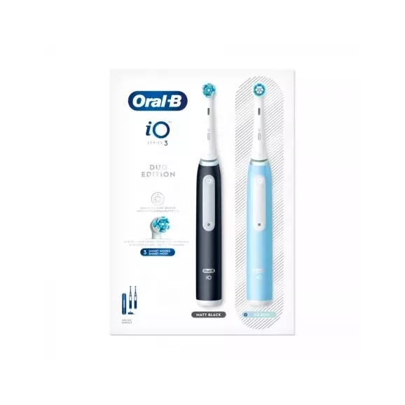 CEPILLO DENTAL ELECTRICO ORAL-B IO3 DUO MATT ICE 2 UD AZUL Y NEGRO