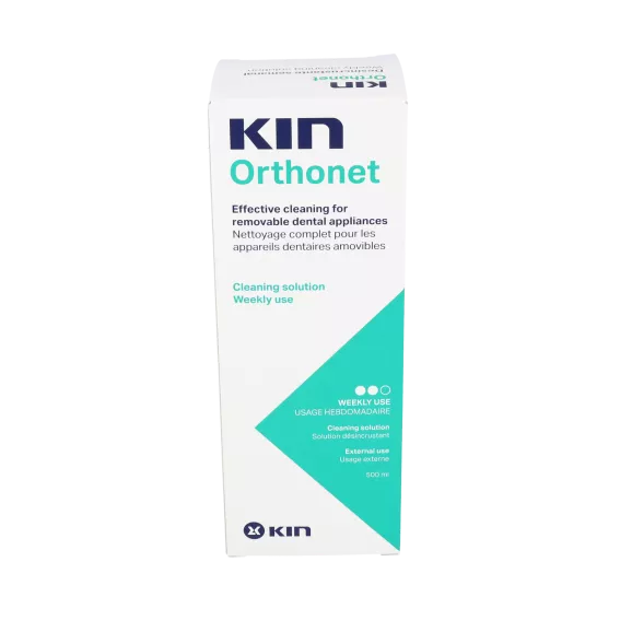 KIN ORTHONET DESINCRUSTANTE SEMANAL LIMPIEZA PROTESIS DENTAL 1 FRASCO 500 ML