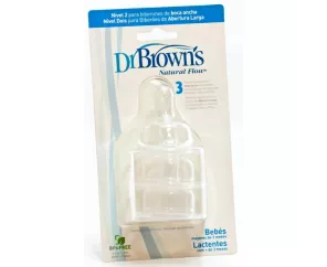 TETINA SILICONA BOCA ANCHA OPTIONS+ NIVEL 3 DR BROWN´S NATURAL FLOW + 6 MESES 2 UNIDADES